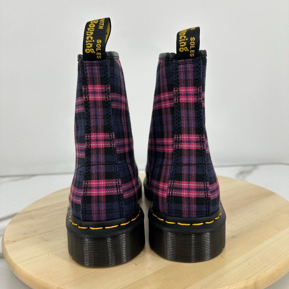 Dr. Martens Womens 1460 Pink Tartan Plaid Boot Size 9 Limited Edition Preppy Emo - Picture 3 of 9